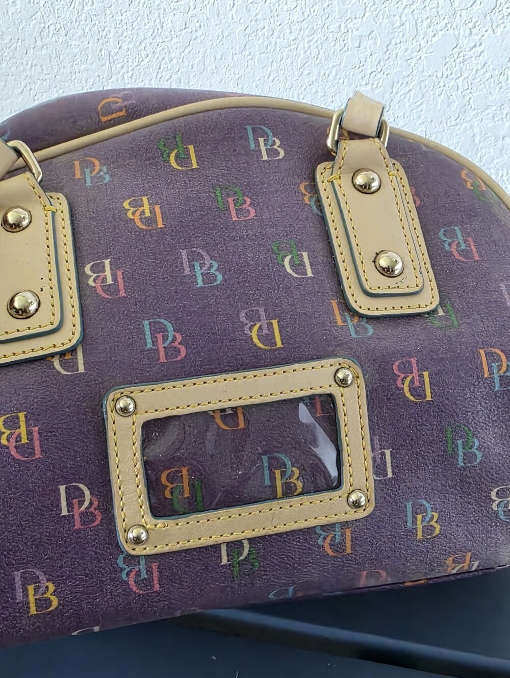 VTG 2000's Dooney & Bourke Rainbow DB Monogram Dome Satchel Shoulder Bag Y2k - Picture 7 of 14